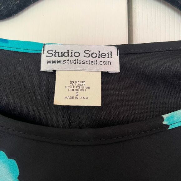 Vintage 90s Y2K Studio Soleil black floral sleeveless dress small made in USA - Picture 4 of 8